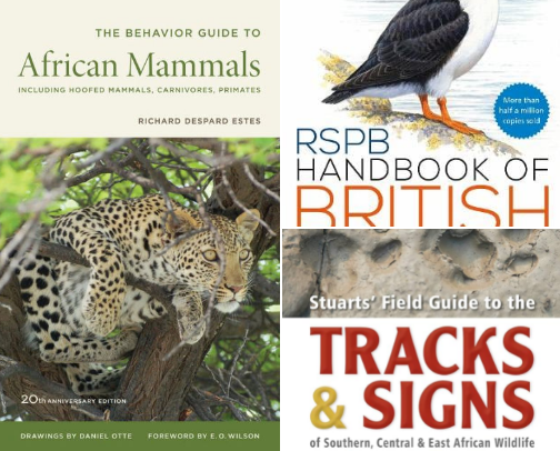 These are the wildlife books I pack with my camping gear or are on my desk! cover photo collage