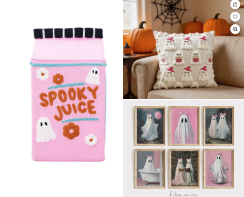 🎀Pretty in Pink Halloween 🎃: Glam & Ghostly Finds cover photo collage