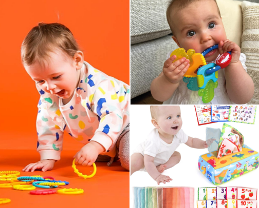 Essential baby toys 3-12 months cover photo collage