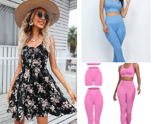 Perfect for your Everyday wear
-Work out set
-tops
-buttom
-Amazon Summer and Fashion dress cover photo collage