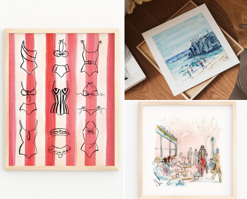 Watercolor wall art prints cover photo collage