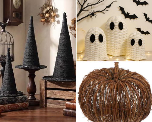 Neutral & Elevated Amazon Halloween Decor: Handwoven Rattan, Marble Accents & Subtle Lighting cover photo collage