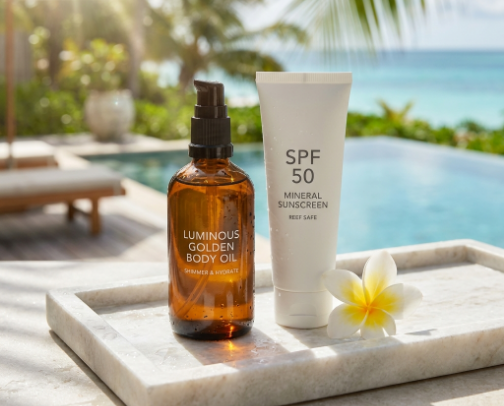 Sun-Kissed Pamper & Tropical Beauty Routine cover photo collage