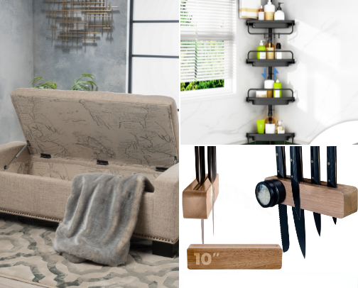 Space-saving storage & organization for small homes and apartments. cover photo collage