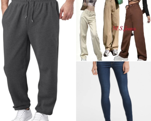 Pants men and women many styles cover photo collage