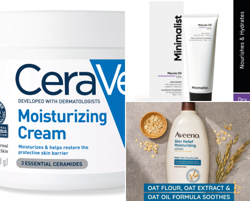 Moisturizer for dry skin cover photo collage