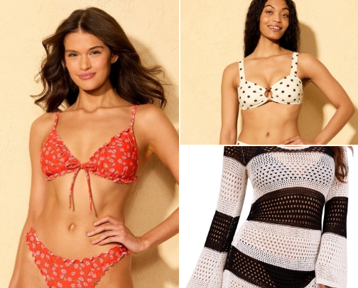 Swimming suits for moms that still love bikinis and cute swimming suits. cover photo collage