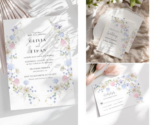 Spring Wildflower Wedding Ideas in Pink and Purple cover photo collage
