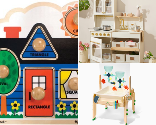 12 months plus — Climbing, sensory, and pretend play cover photo collage