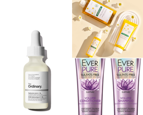 Hair, face and body care products cover photo collage