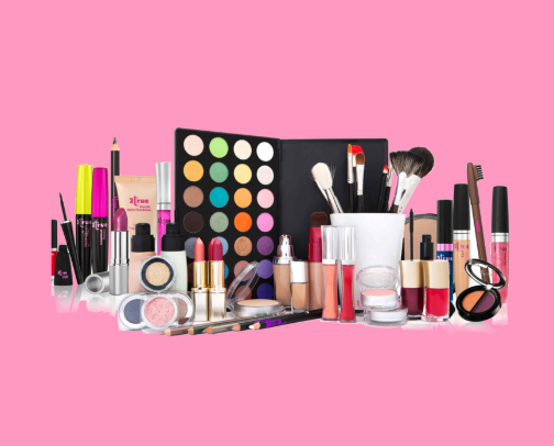 Beauty products cover photo collage
