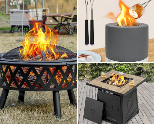 Enjoy a nice little fire at home cover photo collage