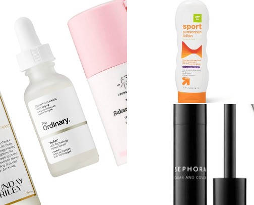 Skincare products cover photo collage