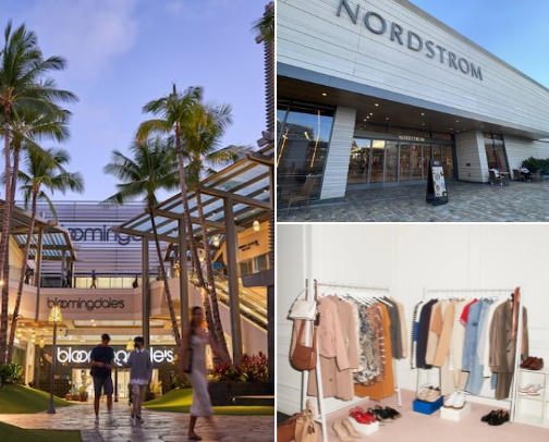 Ultimate Ala Moana Center Honolulu 2026 Guide: Luxury Shopping, Nordstrom Macy's Neiman Marcus Bloomingdale's Target, Best Hotels, HNL Car Rentals, Transfers & Travel Essentials cover photo collage
