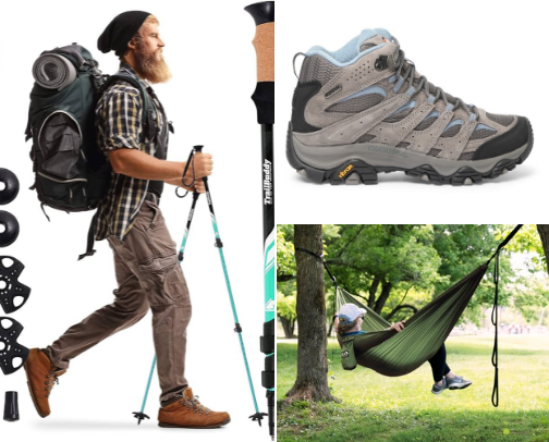 hiking/camping necessities 🏕🥾🏞 cover photo collage