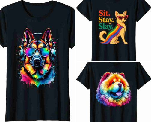 Rainbow Pets Designs Shirts -For Pride Month or just love rainbow and vibrant colors (Dogs) cover photo collage