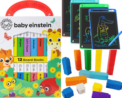 0-6 year old. Fun educational activities and toys cover photo collage