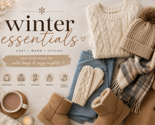 Winter essentials ❄️☃️ cover photo collage