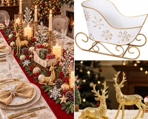 Elegant Christmas Centerpiece & Table Decor cover photo collage