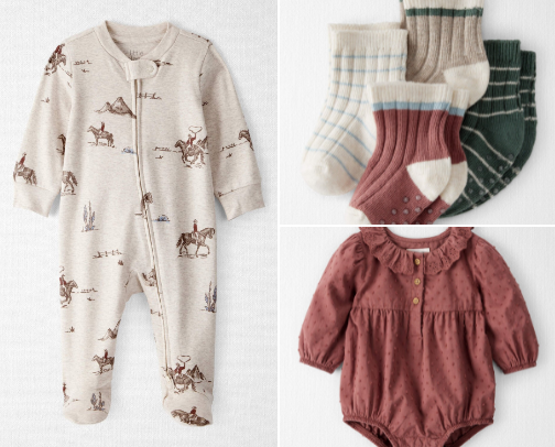 100% cotton & organic cotton baby clothes that are affordable! cover photo collage