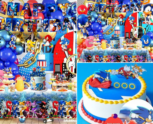 Anything you need for an epic Sonic Birthday party, gifts included. cover photo collage