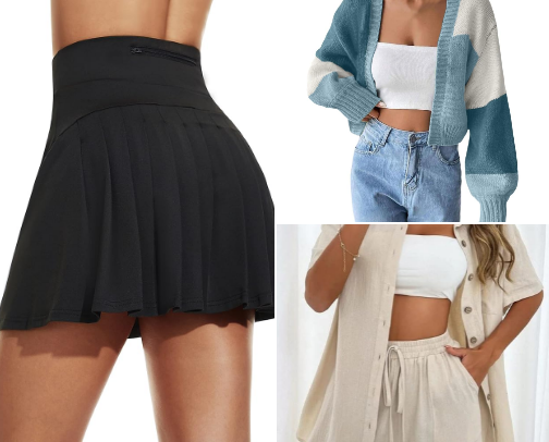 From cardigans to denim on denim to tennis skirts- here's a glimpse of some of my favorite clothing cover photo collage