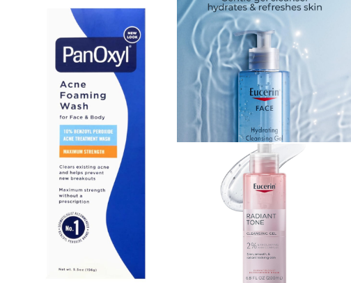 Acne safe skin products cover photo collage