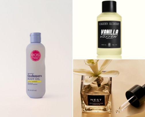 Body oils cover photo collage