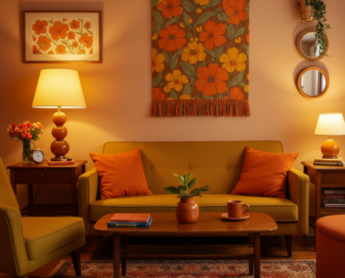 Flower Power Revival: Essential '70s Inspired Decor Pieces for Your Home cover photo collage