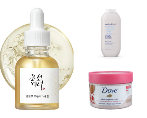 body/skincare favs ⊹˚. ⋆ cover photo collage