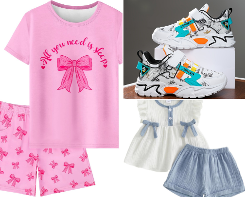 Children casual and school clothing trendy outfits cover photo collage