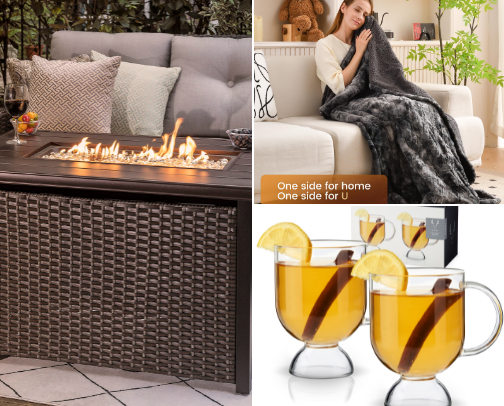 Cozy Backyard Firepit Nights | Fall Patio Inspiration & Outdoor Warmth Ideas cover photo collage