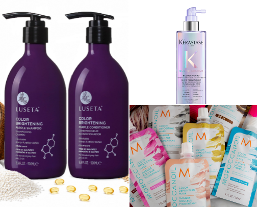 Gray and blonde hair care cover photo collage