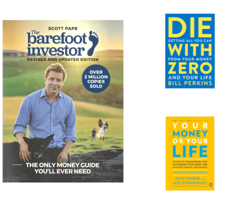 Books to help you retire early. cover photo collage