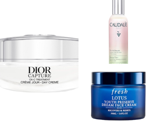Skin care and make-up for mature raident skin cover photo collage
