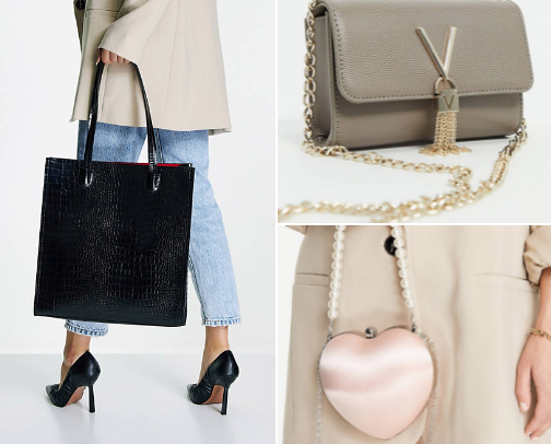 Bags in all shapes and colors cover photo collage