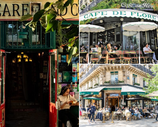 Book Lovers Guide to Paris: Literary Landmarks & Cafés cover photo collage
