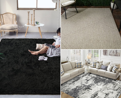 Stylish rugs cover photo collage