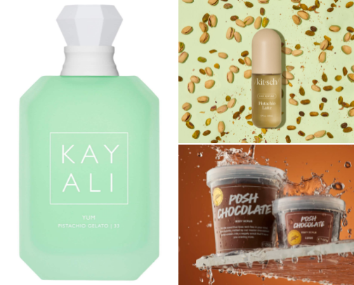 Dubai Chocolate is trending! Smell delectable with these Pistachio and Chocolate Body Care Products 🍫🤎 cover photo collage