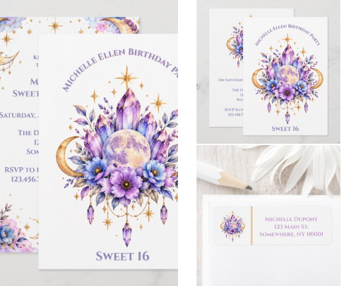 Mystical Moon & Crystals Birthday Party cover photo collage