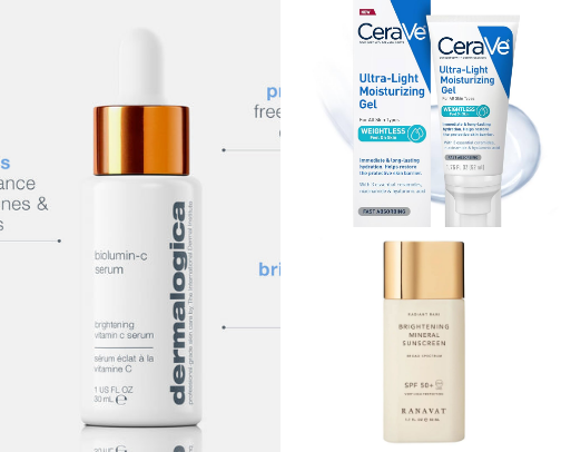 Skincare Essentials for Clear, Bright & Glowing Skin | Vitamin C, Moisturizer & Sunscreen cover photo collage