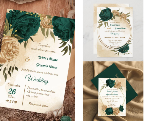 Wedding invitations cover photo collage
