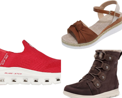 Summertime and Wintertime footwear and clothing cover photo collage