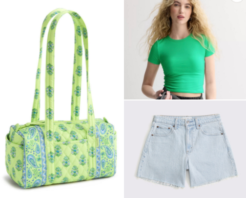 Pops of green for spring outfit inspo!! cover photo collage
