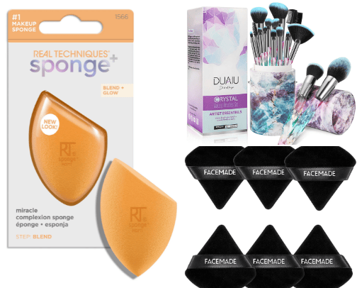 Cosmetic tools cover photo collage