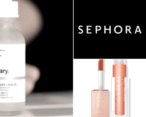 Makeup products cover photo collage