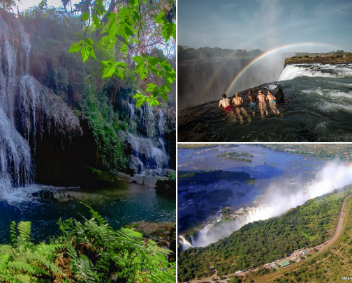 Zambia's beautiful waterfalls cover photo collage