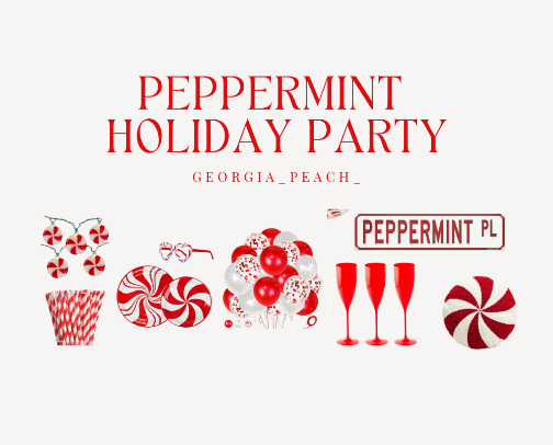 Holiday Peppermint Party Decor Ideas cover photo collage