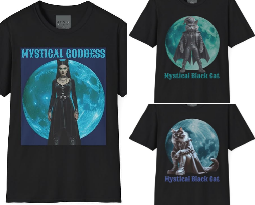 🌙😼 Step Into the Shadows of the Black Cat-Tastic Collection 😼🌙
Where the moon is high, the vibes are spooky-cute, and the cats have definitely cast a spell on your wardrobe.

This is the realm of the mysterious, the magical, and the fabulously feline — home to black cats with attitude, celestial sparkles, witchy charm, and just the right amount of goth drama. Our tees, hoodies, sweatshirts, totes, mugs, tumblers and more are infused with moonlight, mischief, and a healthy dose of “I run this realm, hooman.”🐈‍⬛ cover photo collage