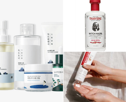 Glass & glossy skincare! 🪞 cover photo collage